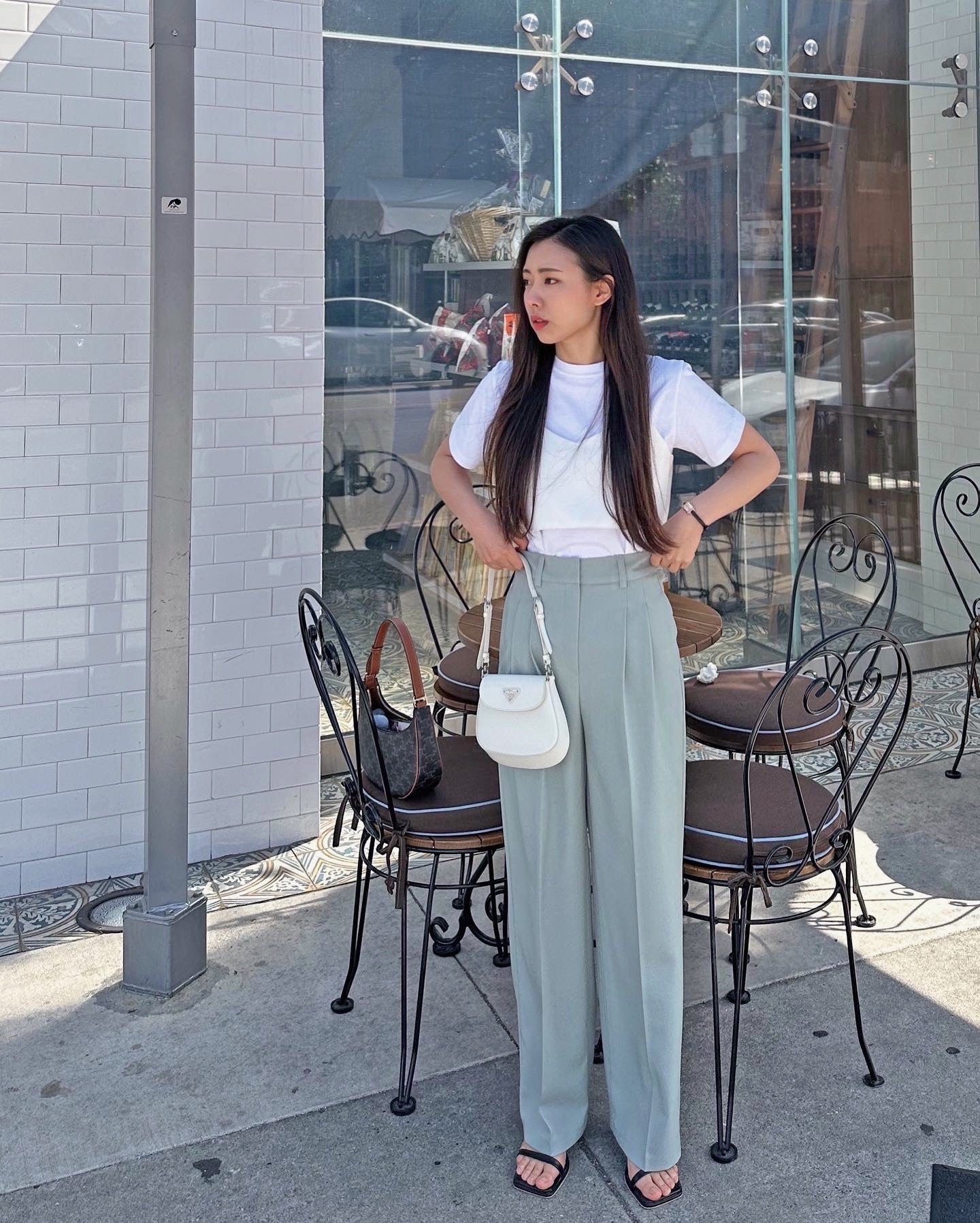 Pintuck Wide Leg Trouser