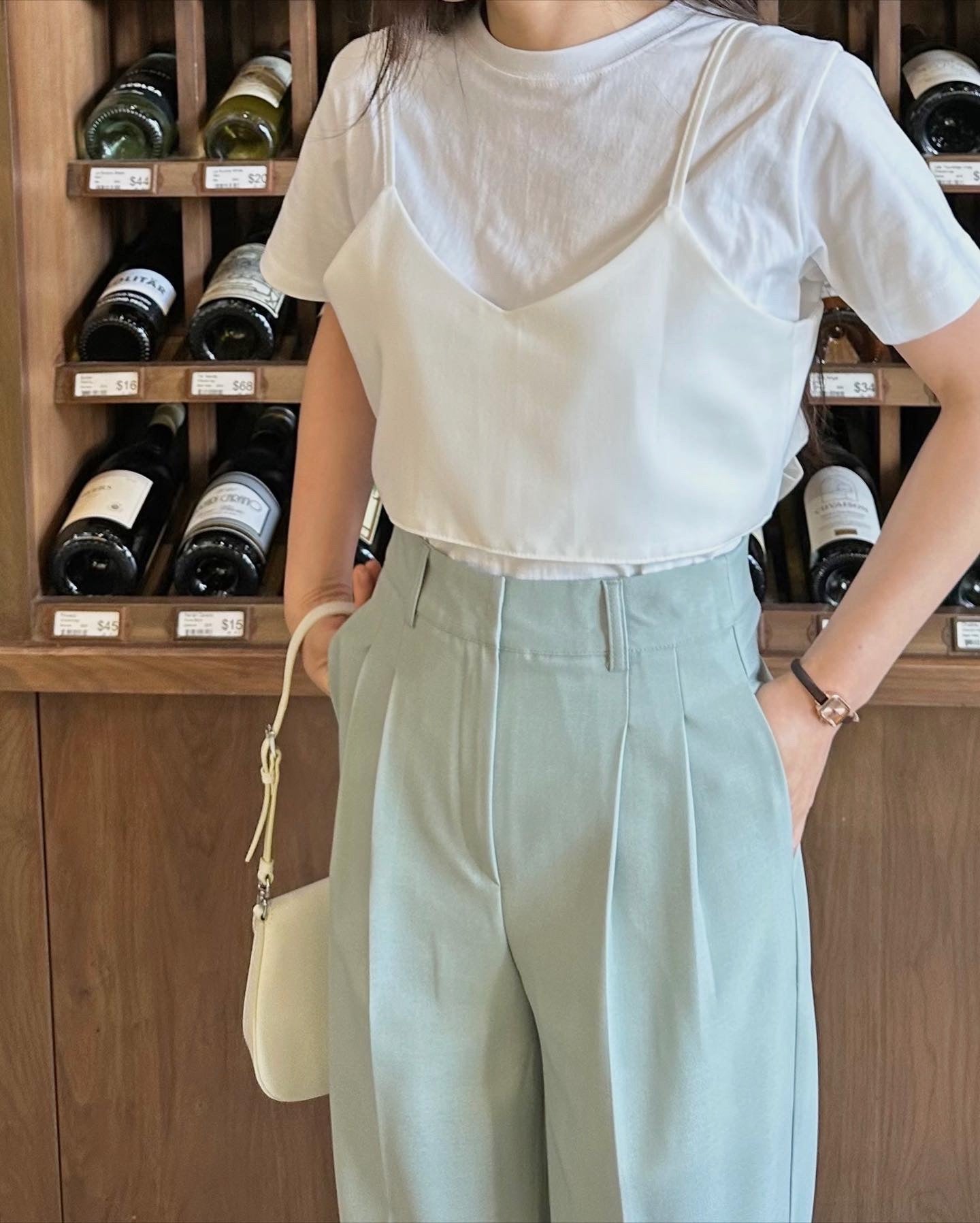 Pintuck Wide Leg Trouser