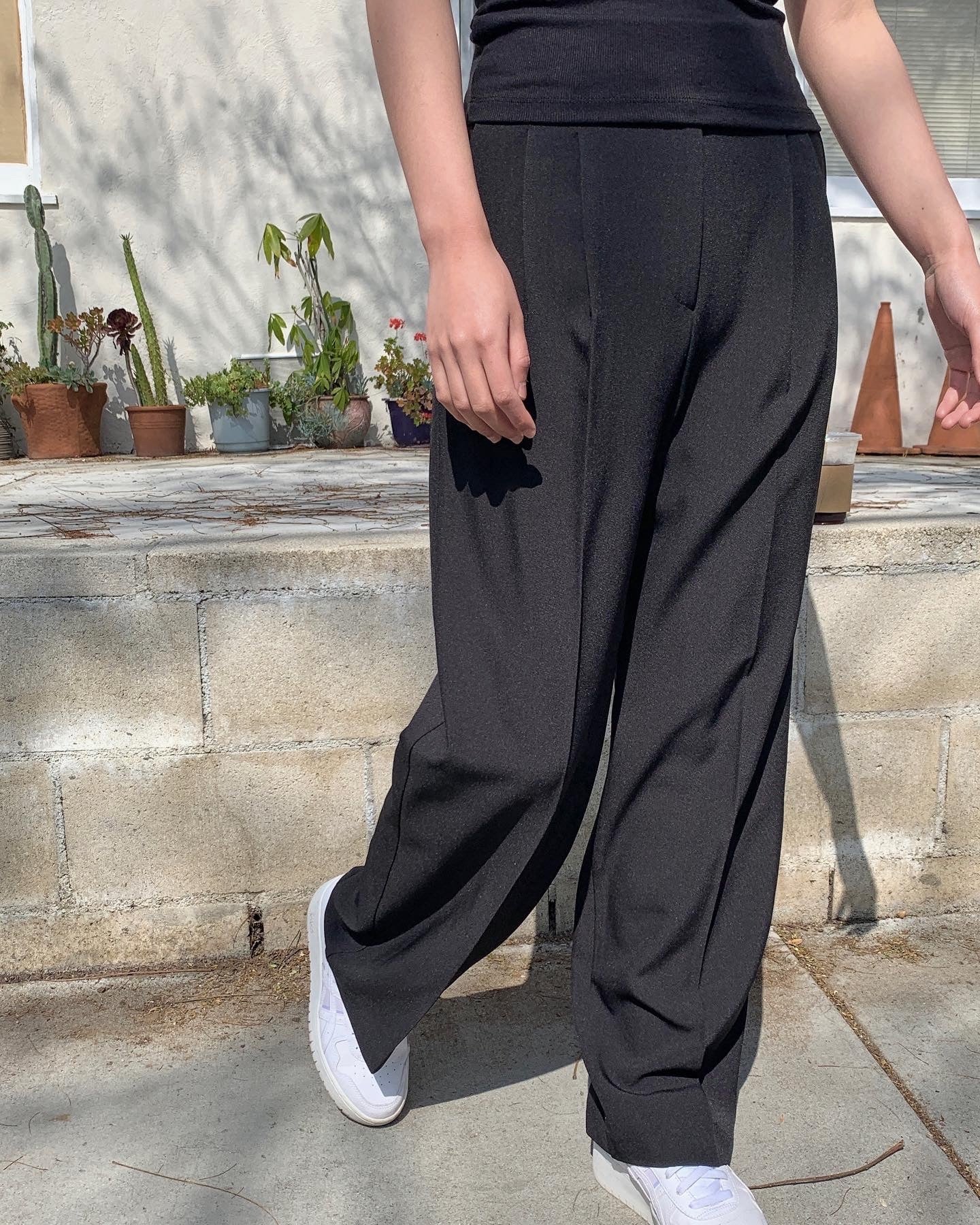 Pintuck Wide Leg Trouser