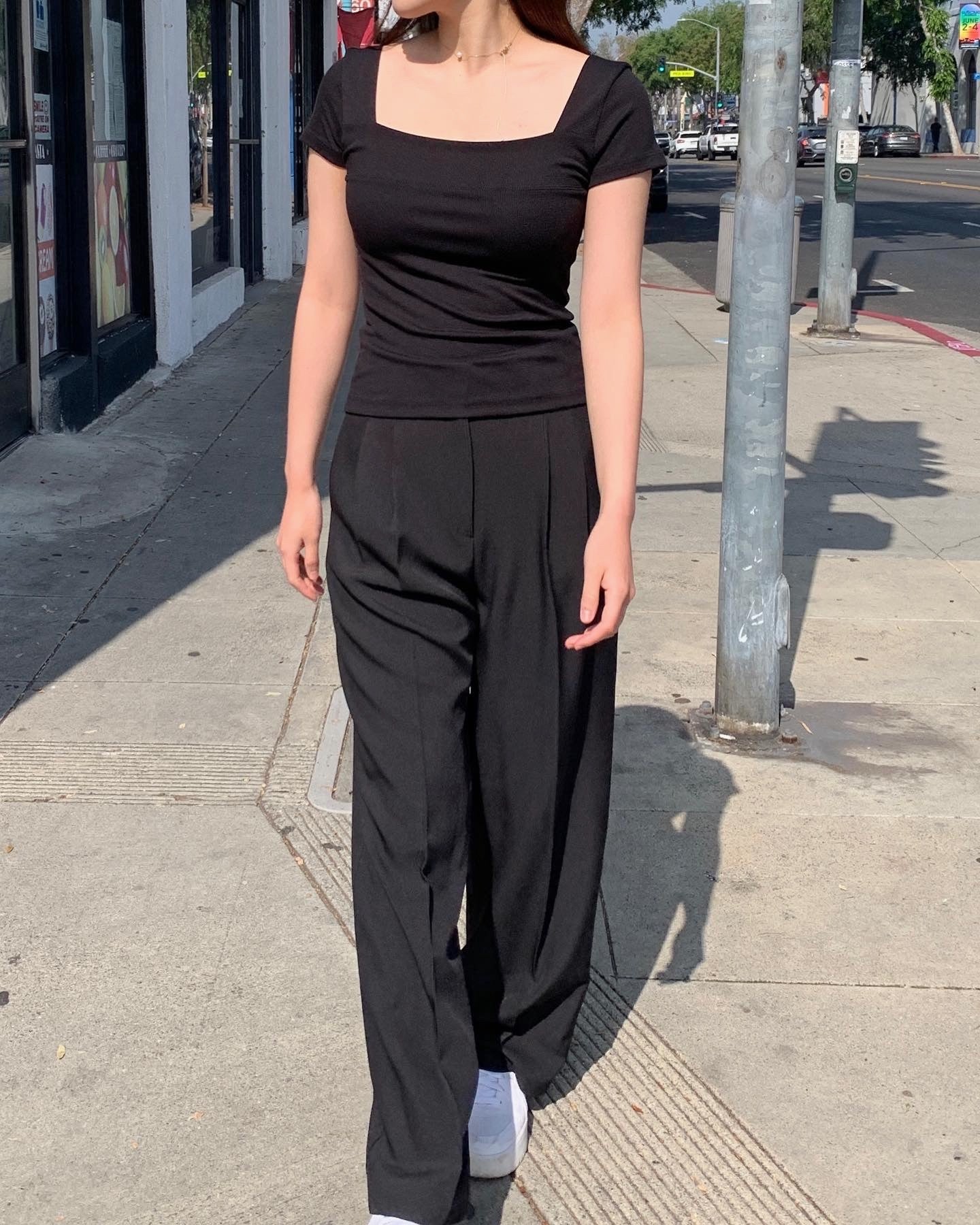Pintuck Wide Leg Trouser