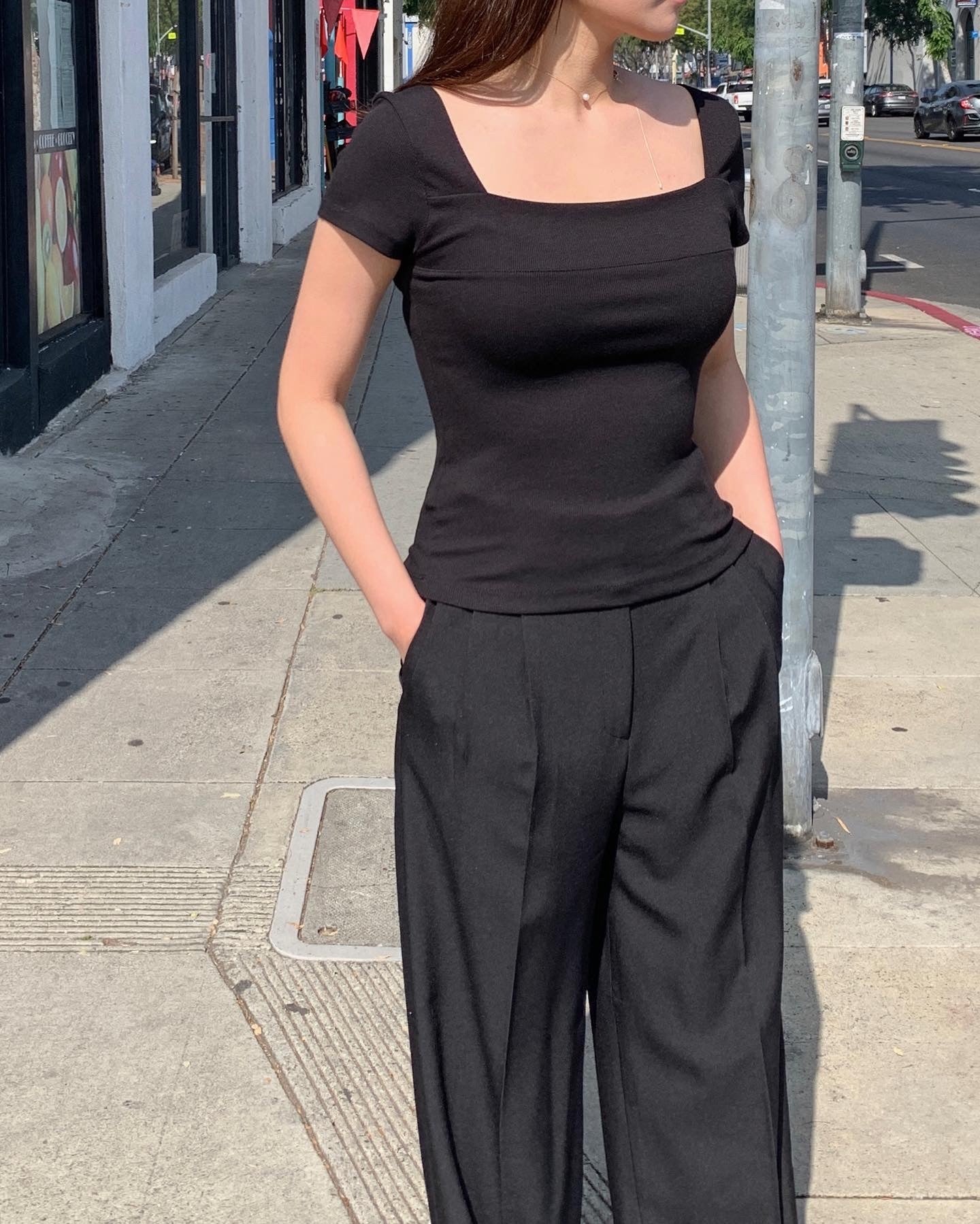 Pintuck Wide Leg Trouser