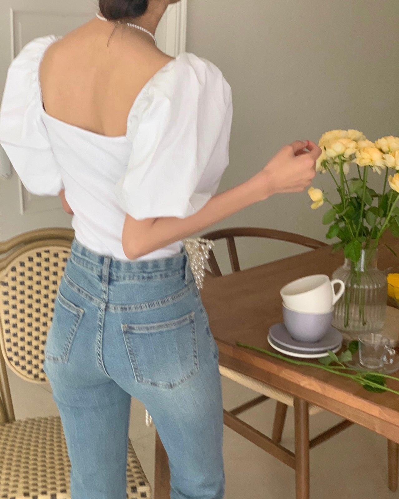Puff Shoulder On/Off Blouse