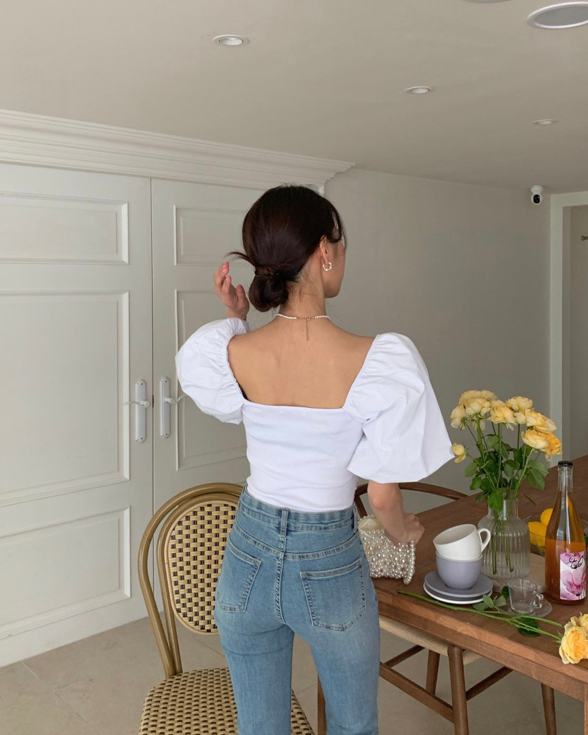 Puff Shoulder On/Off Blouse