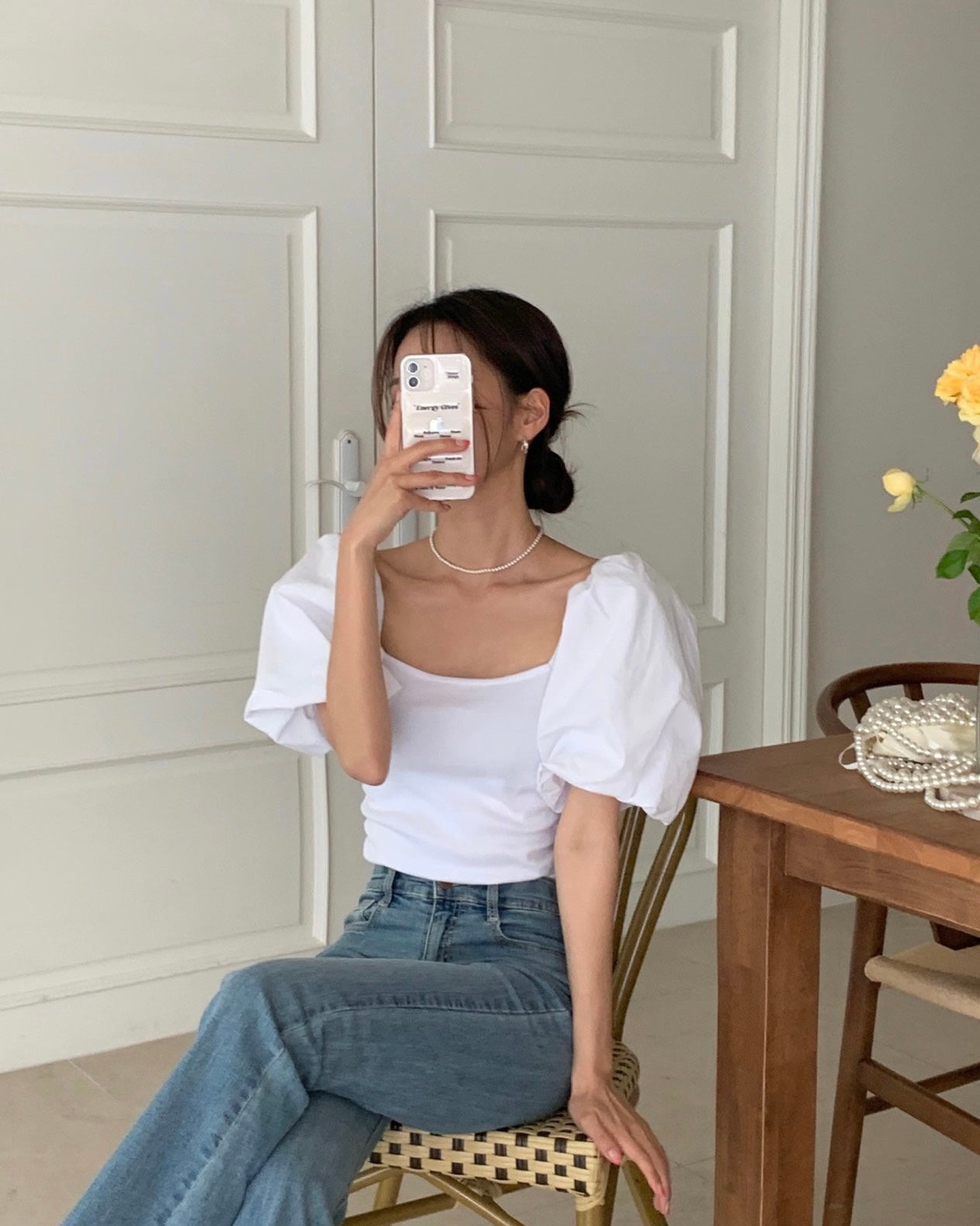 Puff Shoulder On/Off Blouse