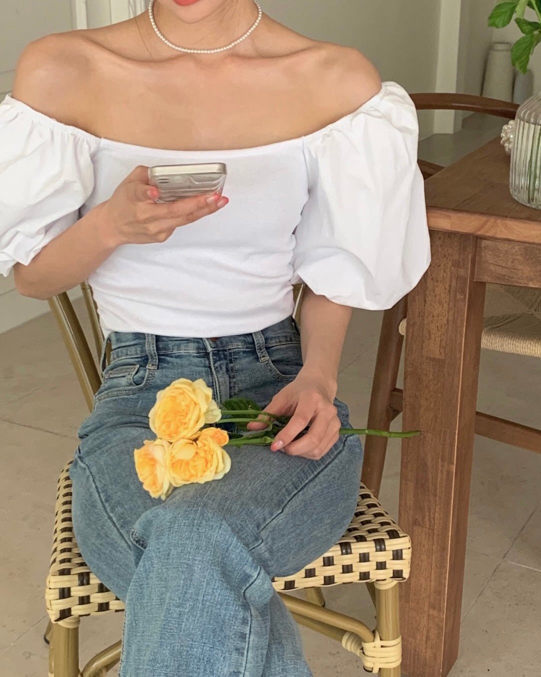 Puff Shoulder On/Off Blouse