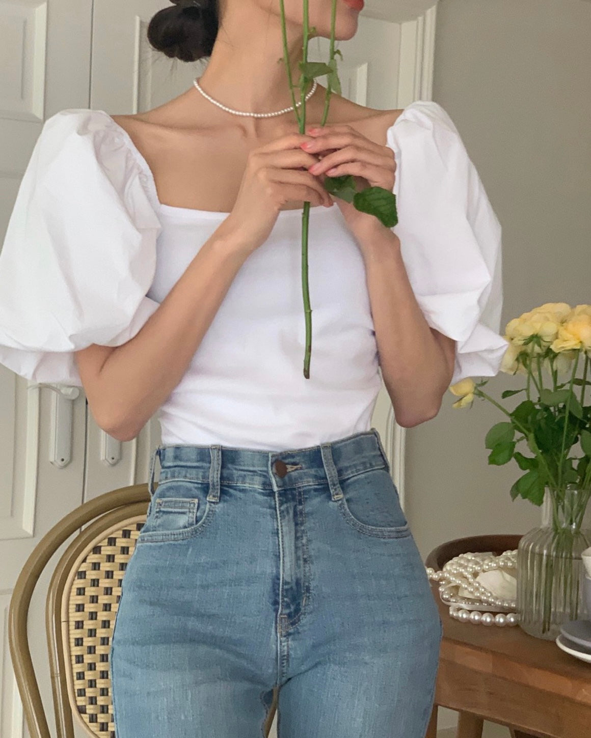 Puff Shoulder On/Off Blouse