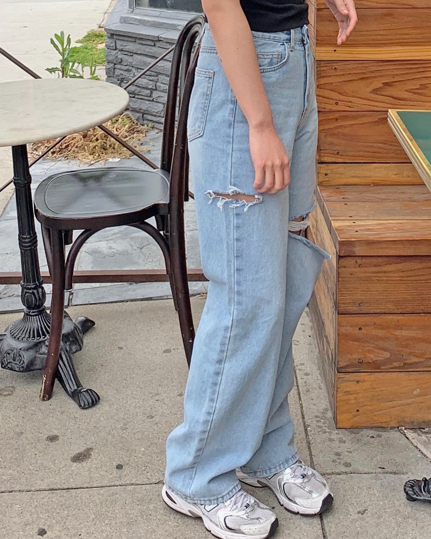 Front & Side Ripped Jean