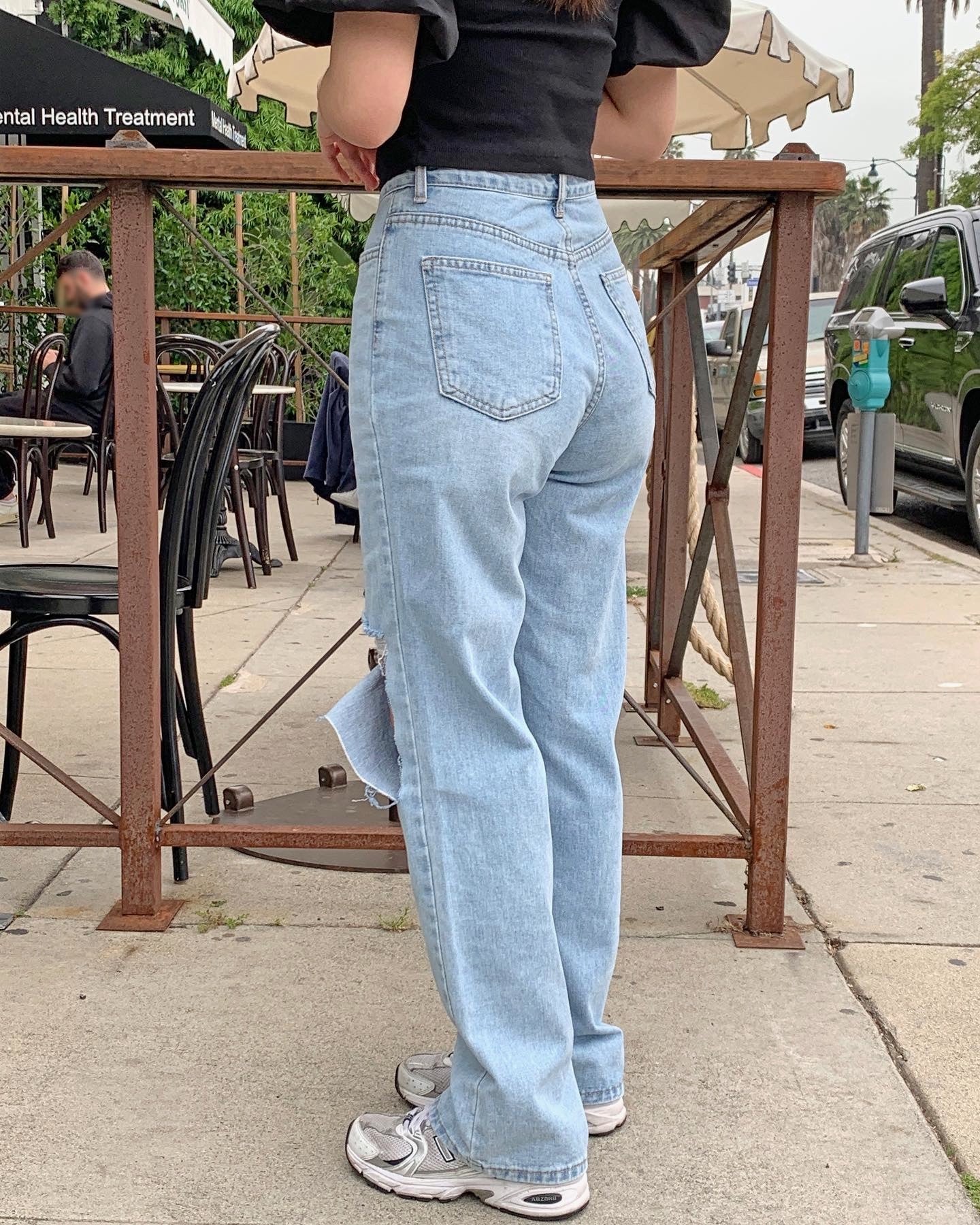 Front & Side Ripped Jean