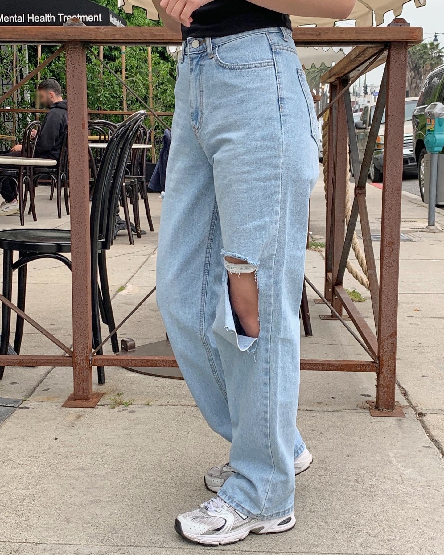 Front & Side Ripped Jean