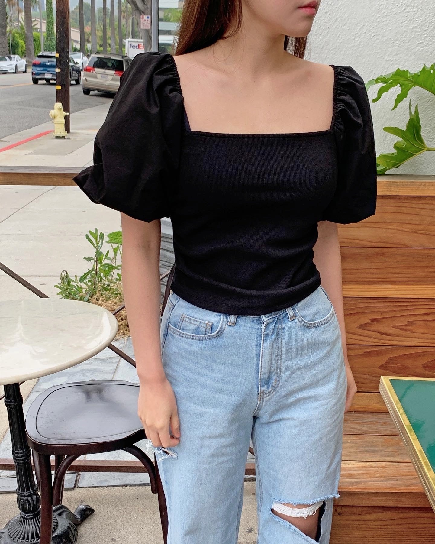 Front & Side Ripped Jean