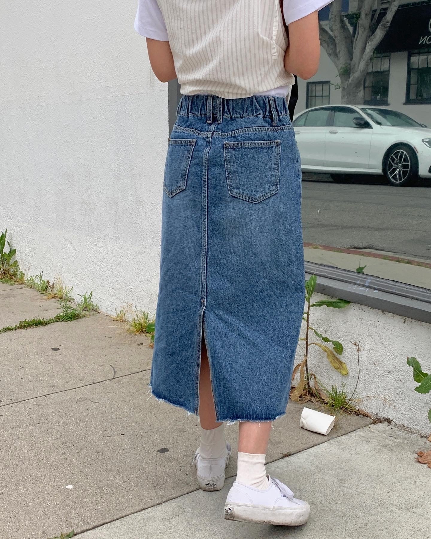 Raw Hem Denim Skirt