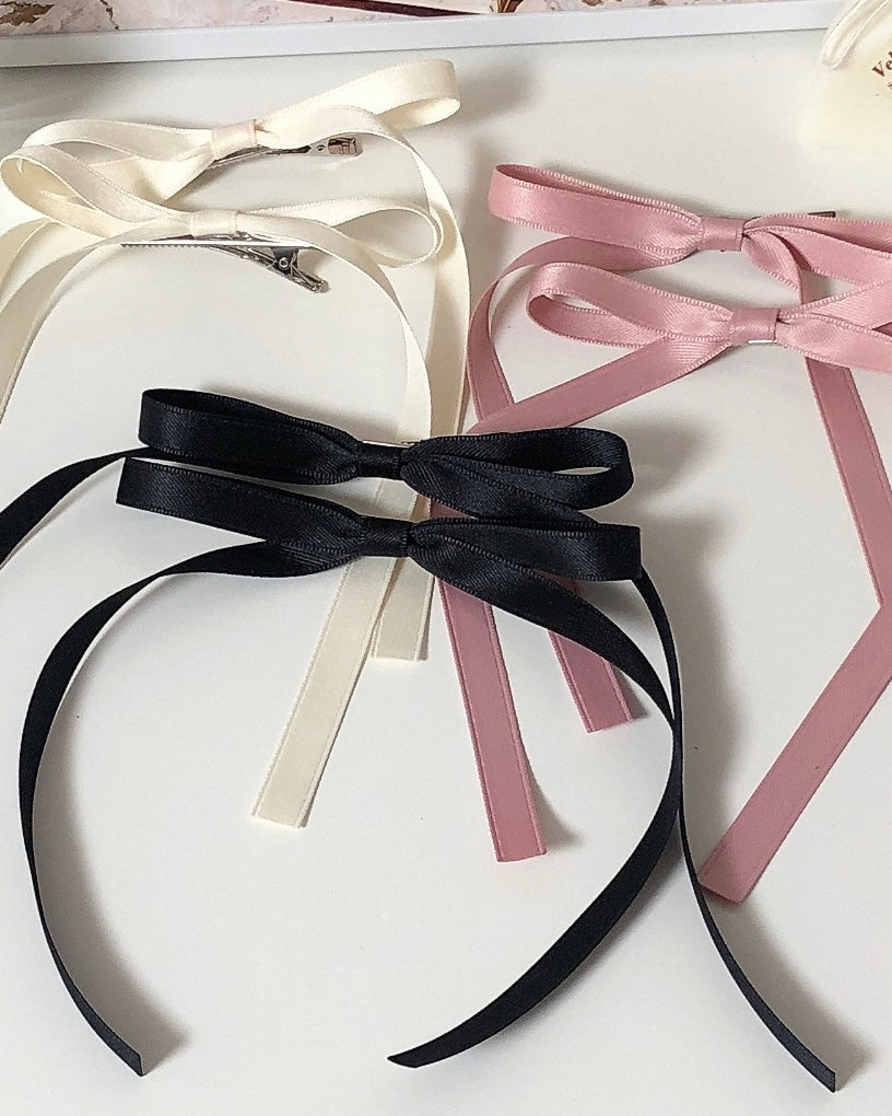Satin Ribbon Long Hair Pin Set of 2