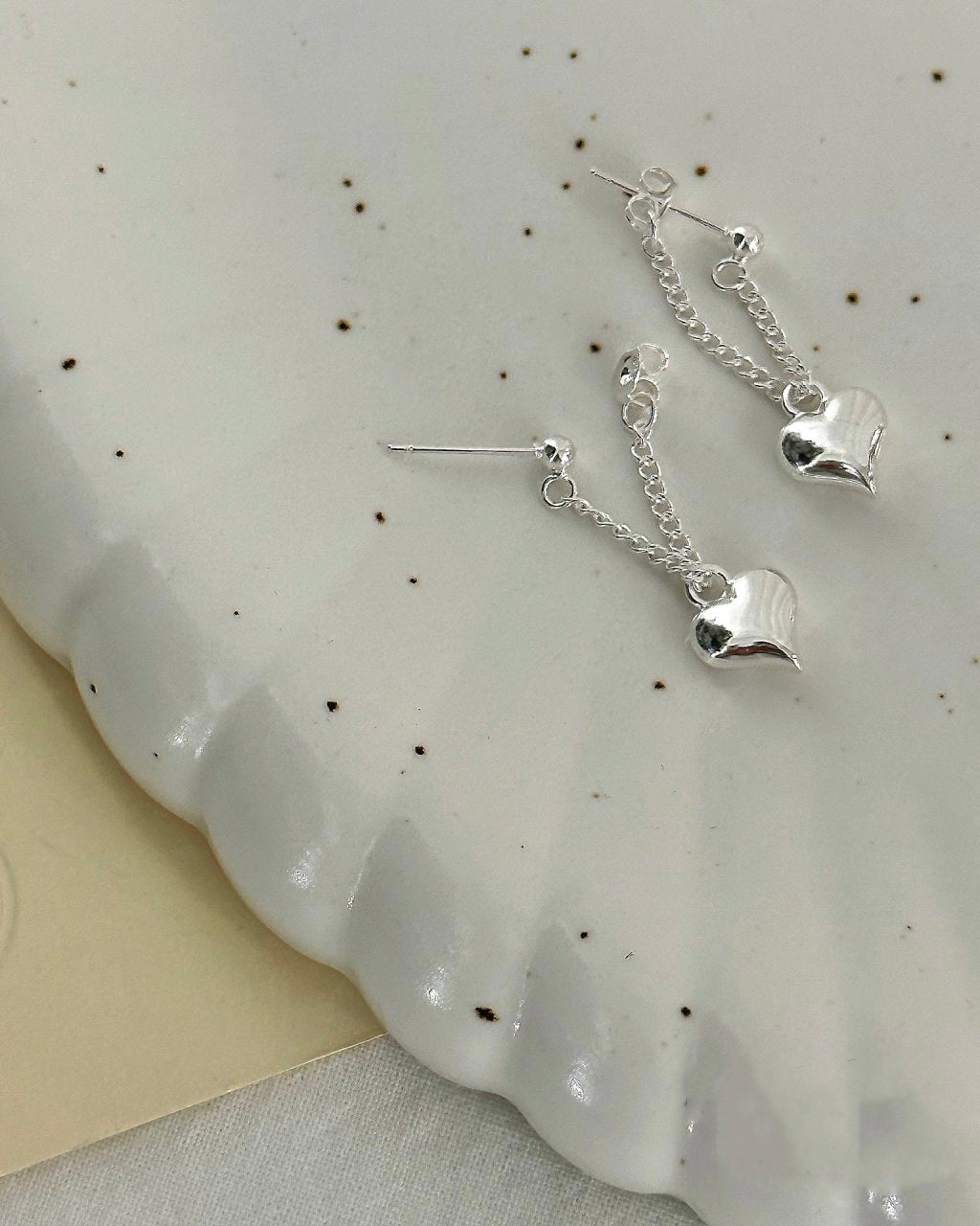 925 Silver Chain Heart Earring