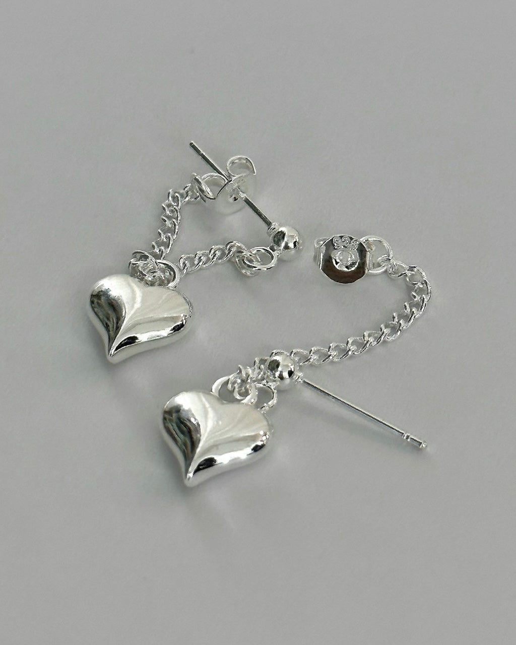 925 Silver Chain Heart Earring