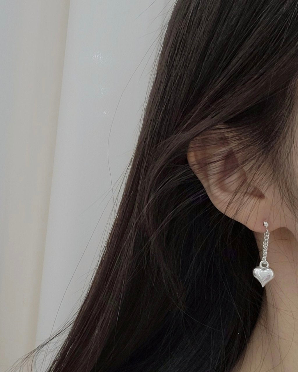 925 Silver Chain Heart Earring