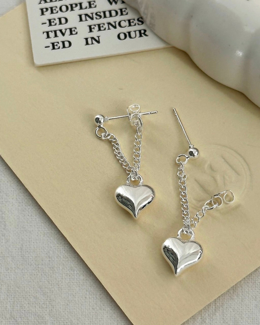 925 Silver Chain Heart Earring
