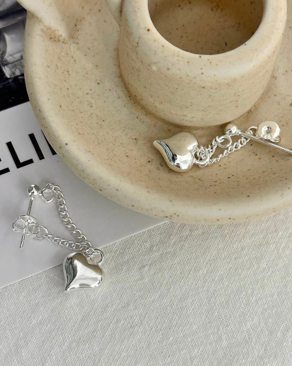 925 Silver Chain Heart Earring