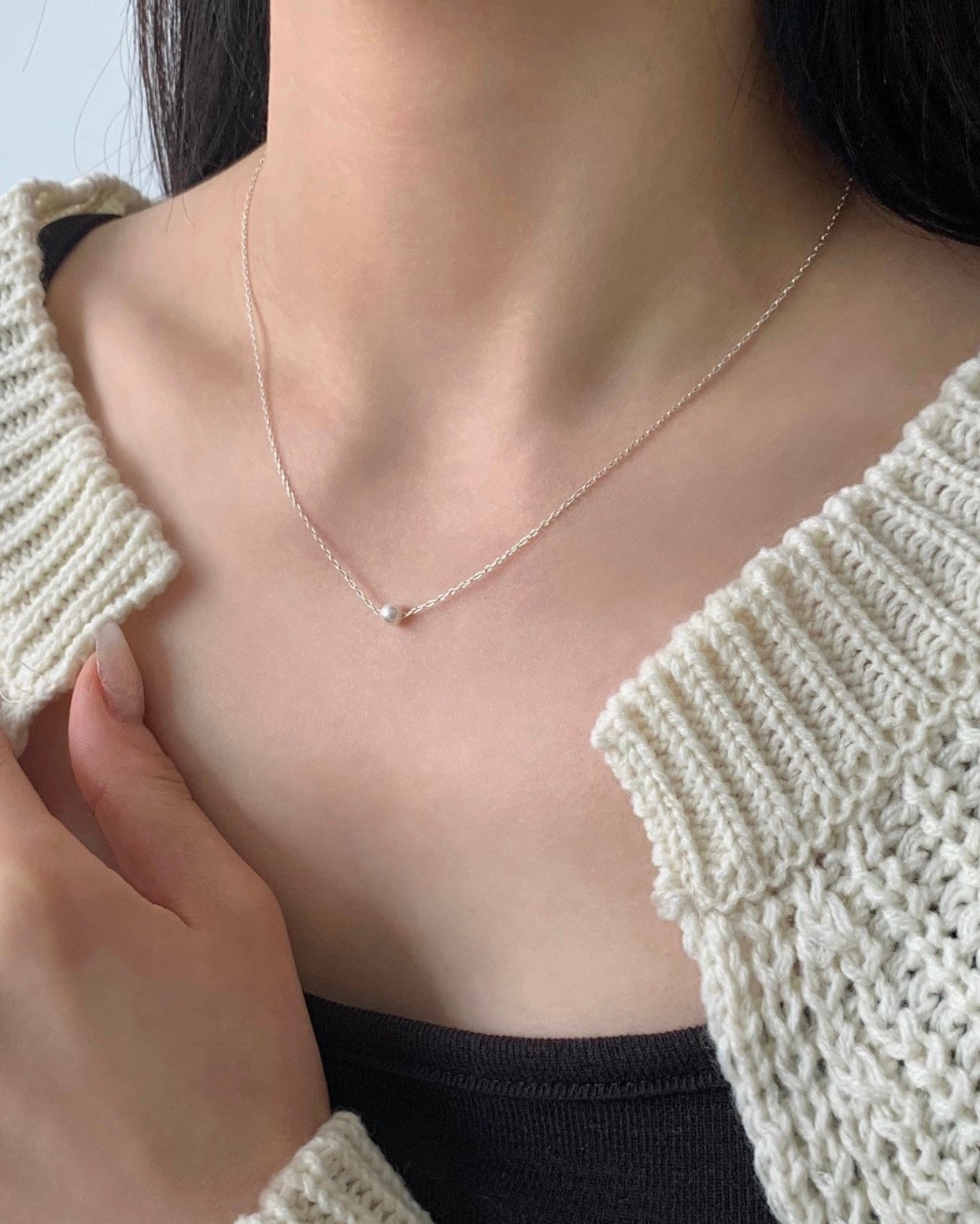 925 Silver Faux Pearl Necklace