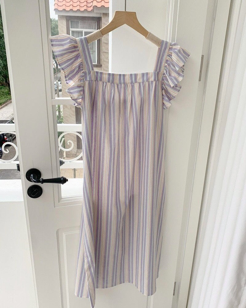 Striped Lavender Couple Pajama Set