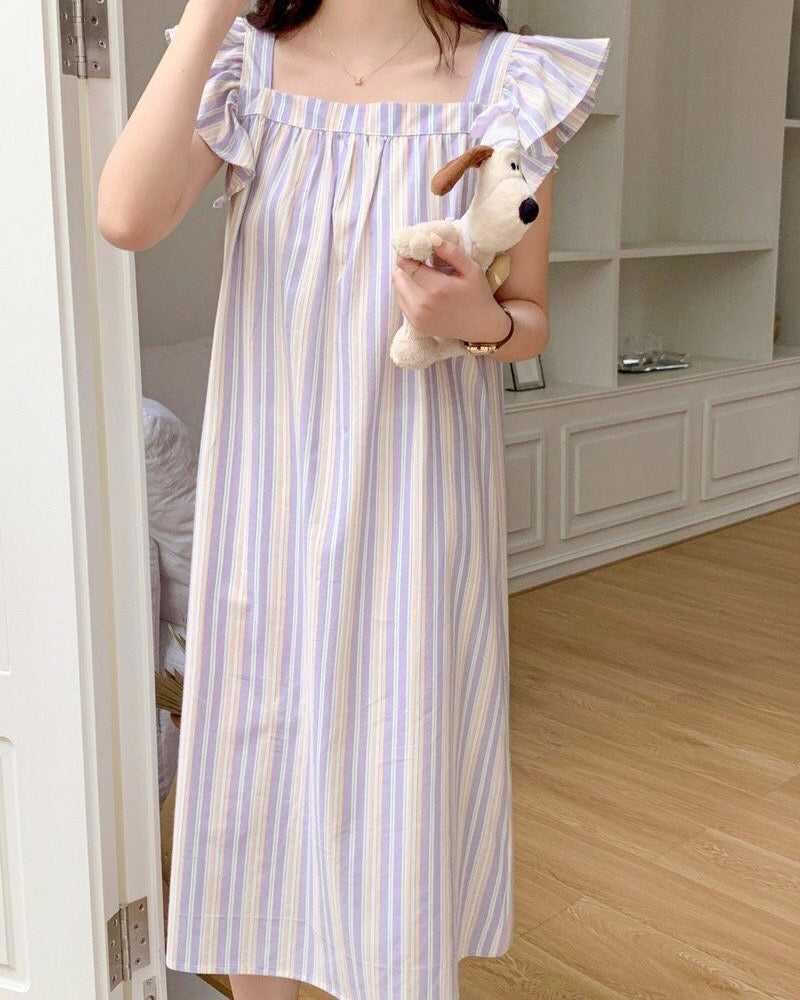 Striped Lavender Couple Pajama Set