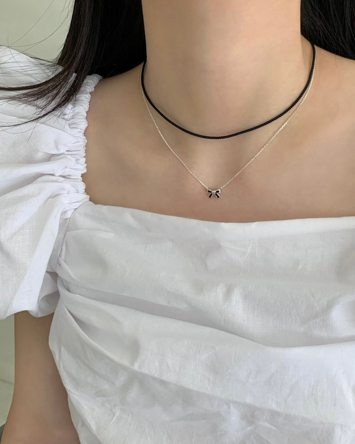 925 Silver Colored Ribbon Necklace