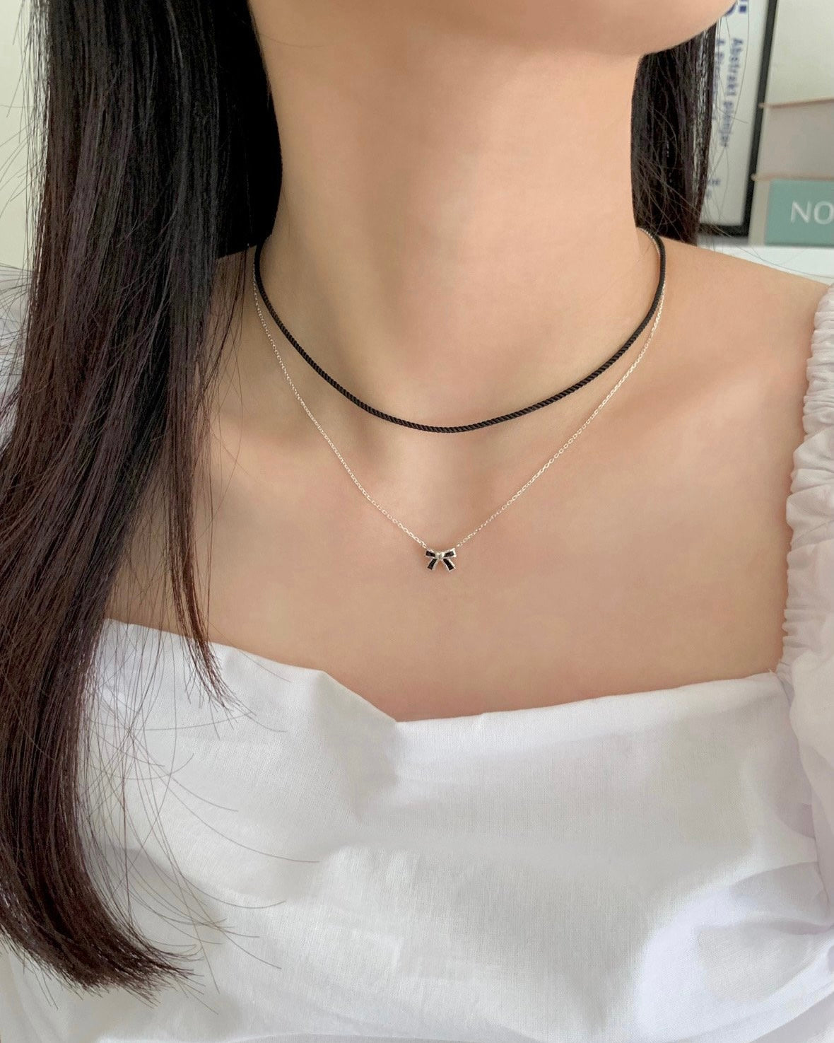 925 Silver Colored Ribbon Necklace
