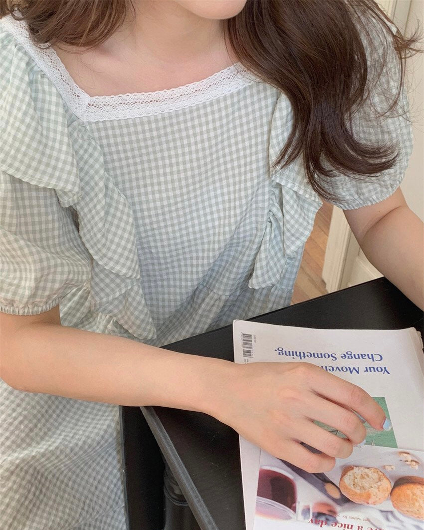 Lace Checkerboard Pajama Dress