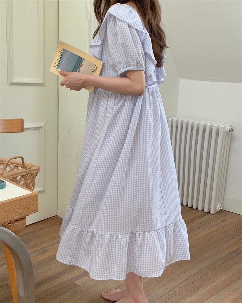Lace Checkerboard Pajama Dress
