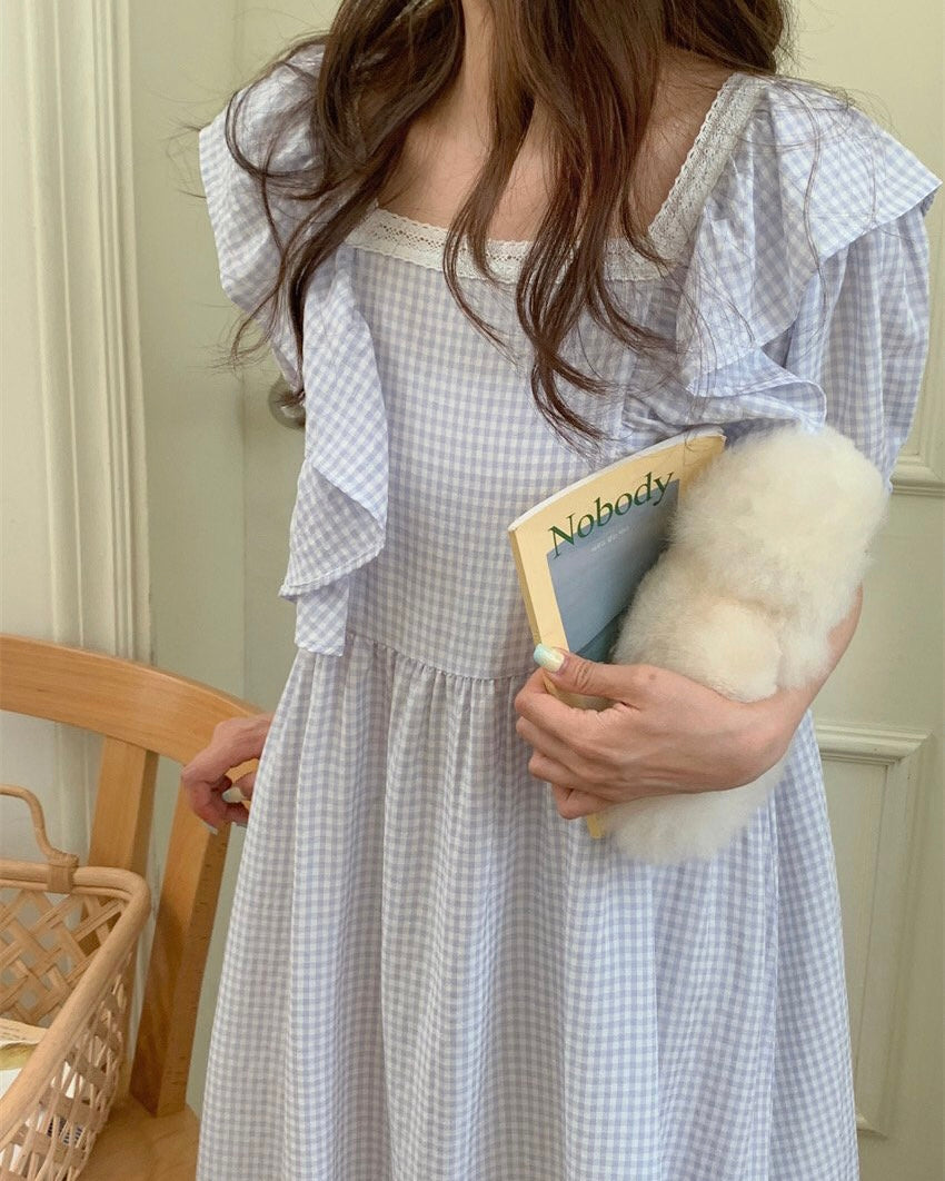 Lace Checkerboard Pajama Dress