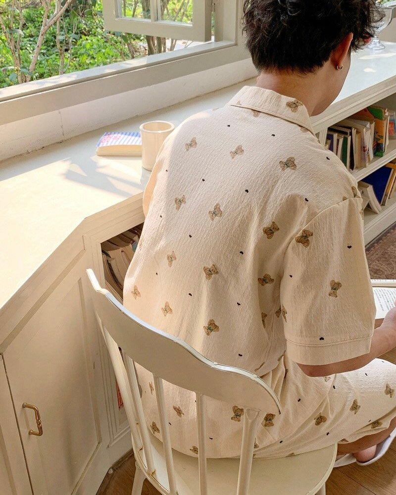 Bear and Heart Couple Pajama Set