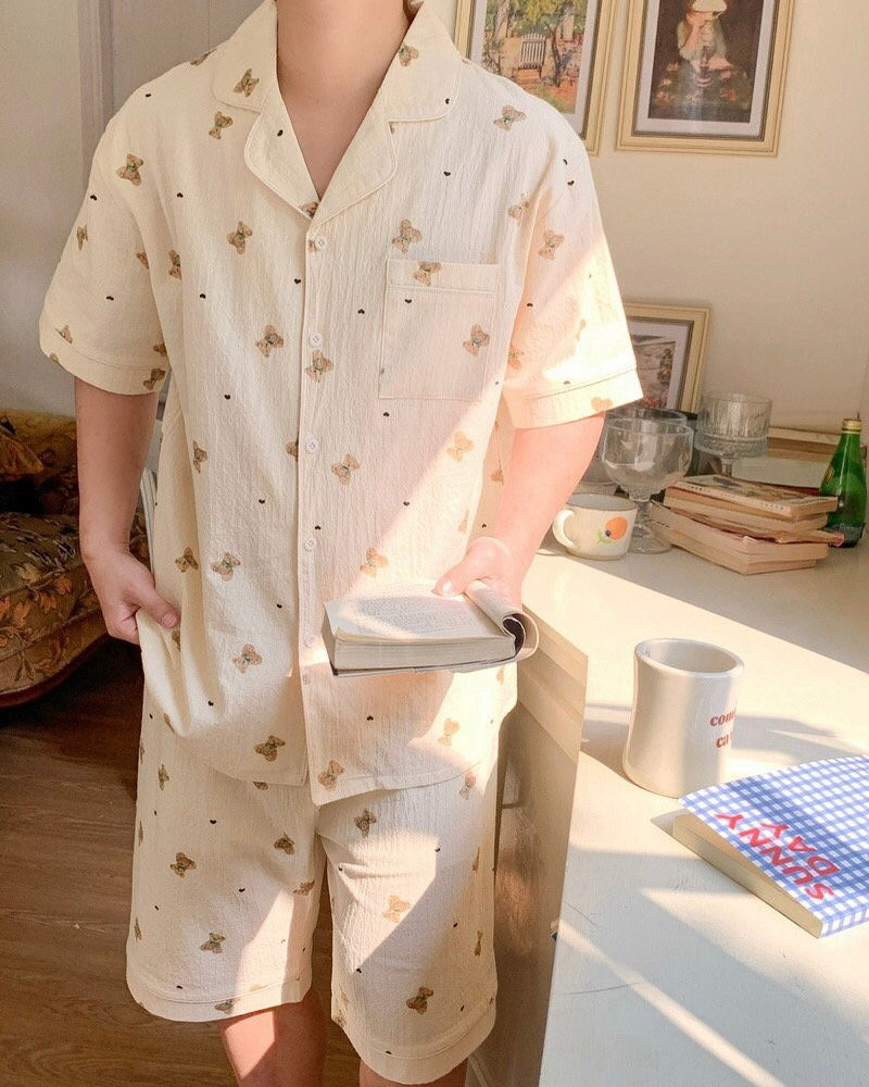 Bear and Heart Couple Pajama Set