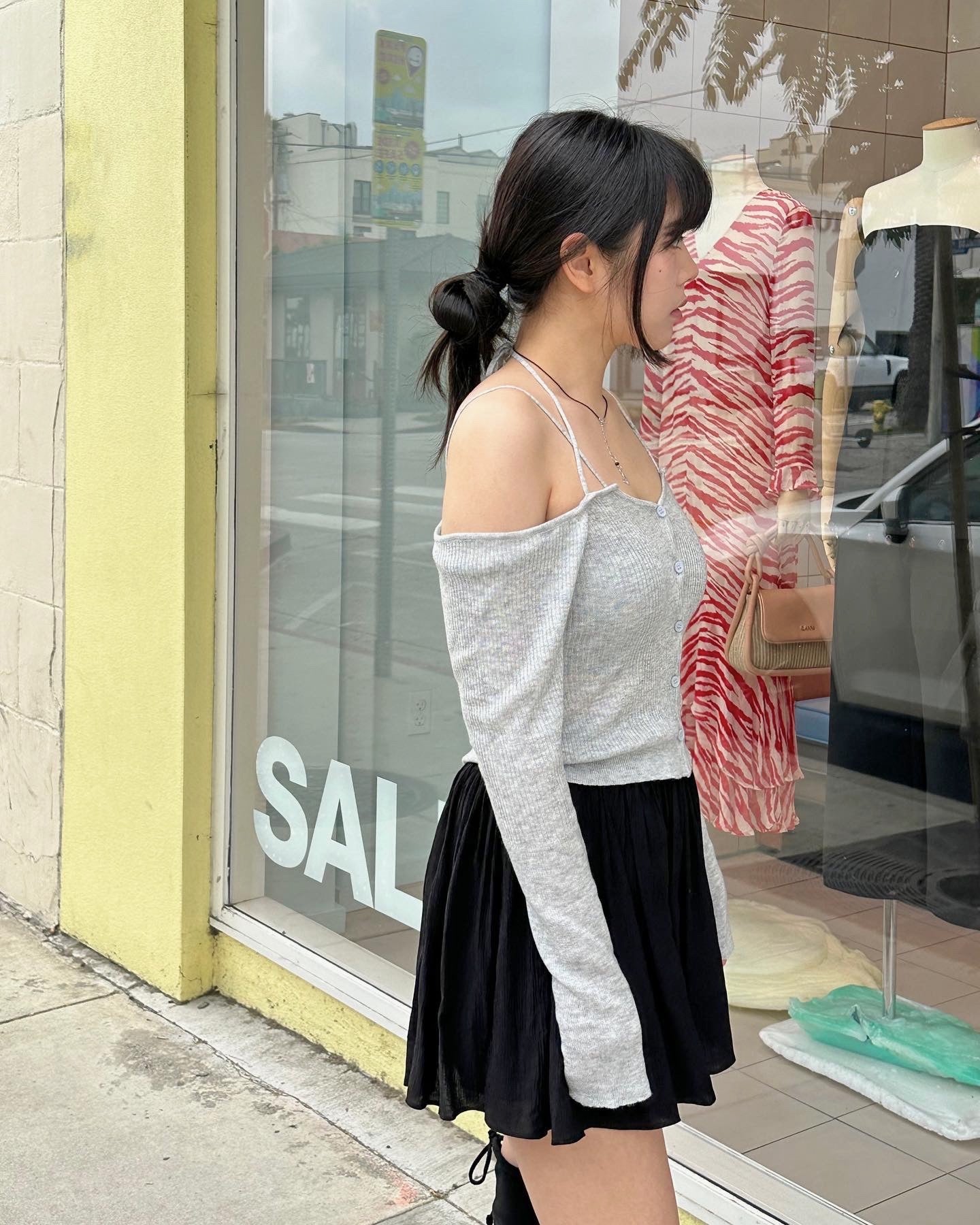Open Shoulder Knit Top