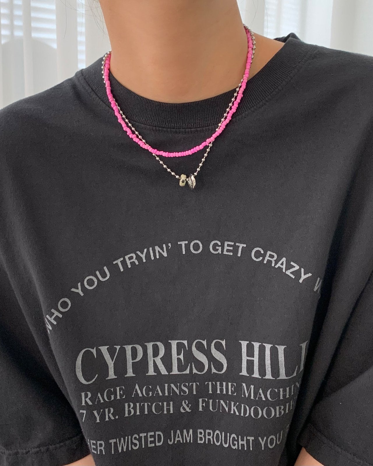 Hot Pink Beads Necklace
