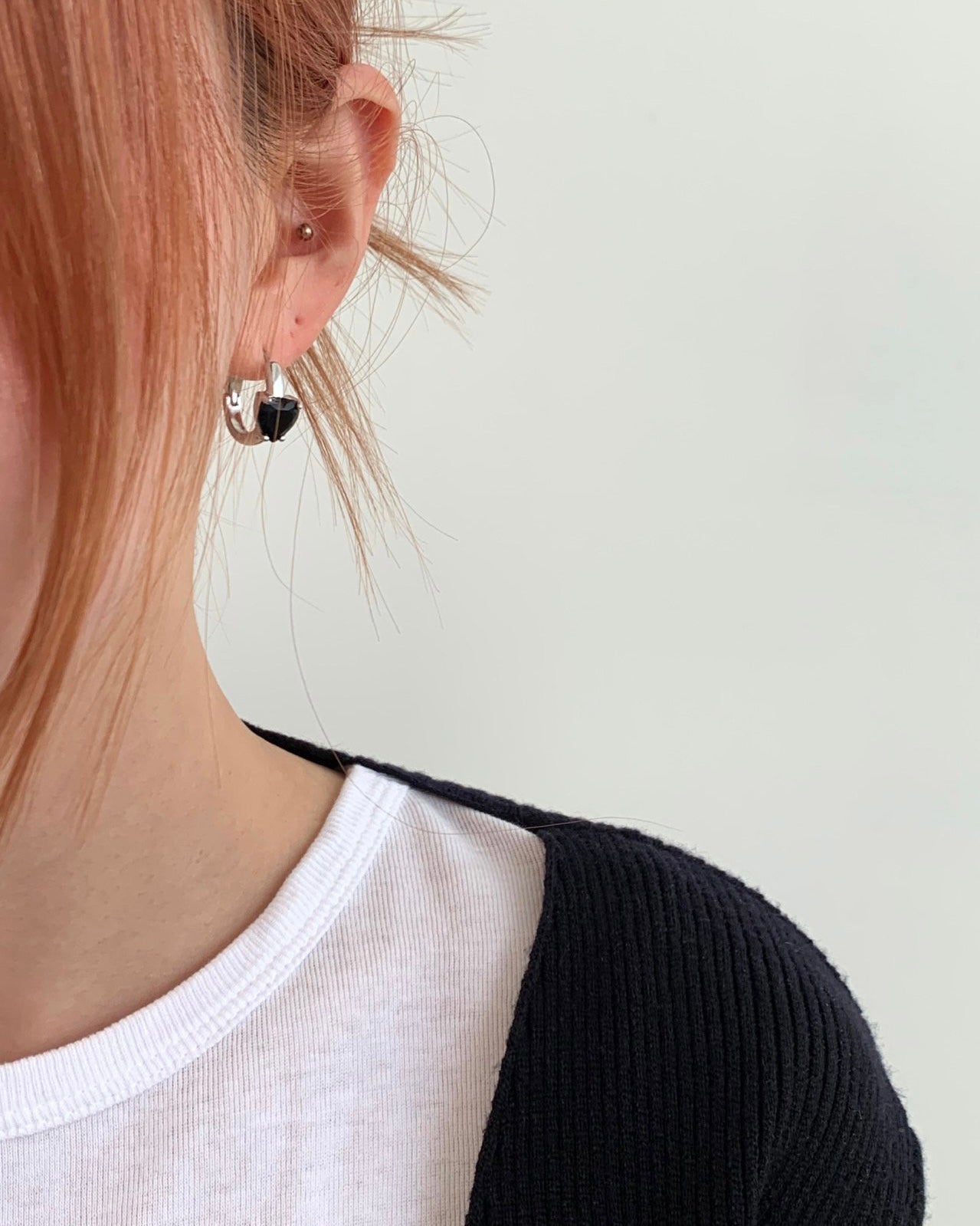 Black Heart Huggie Earring