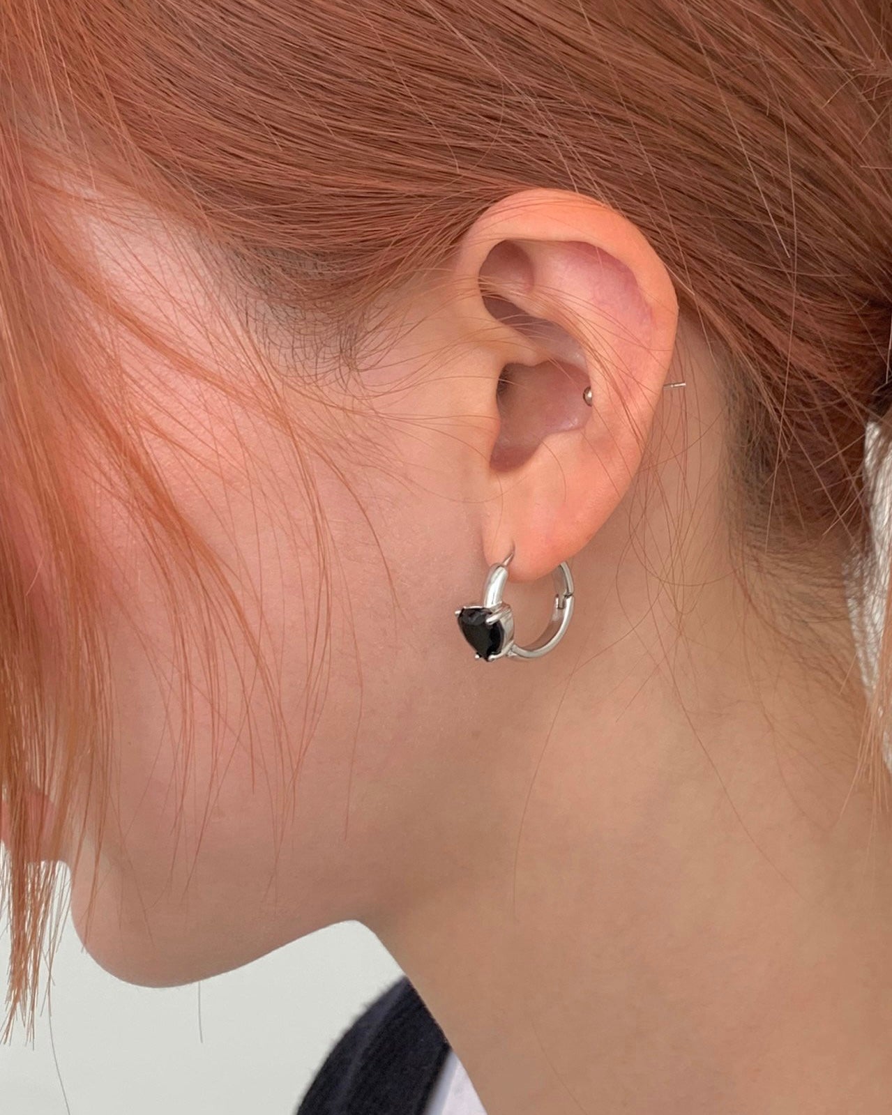 Black Heart Huggie Earring
