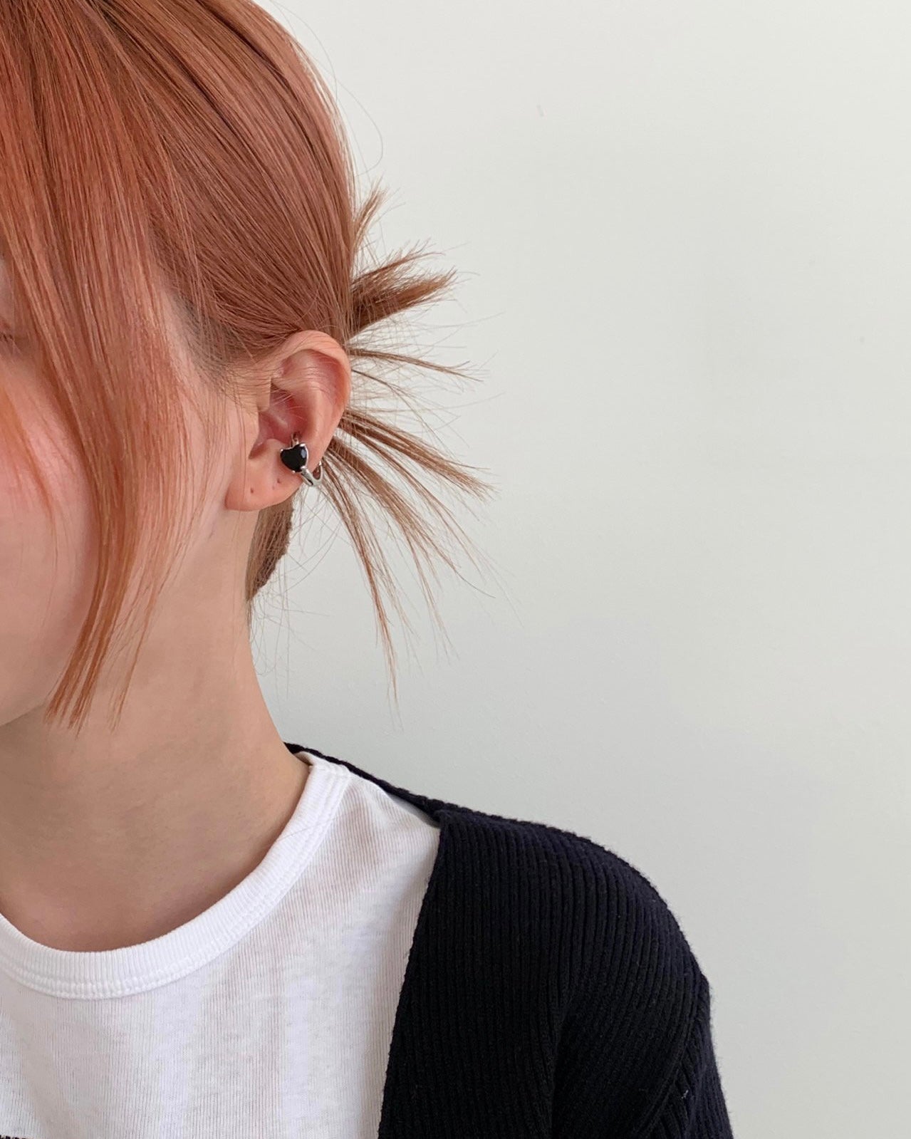 Black Heart Huggie Earring