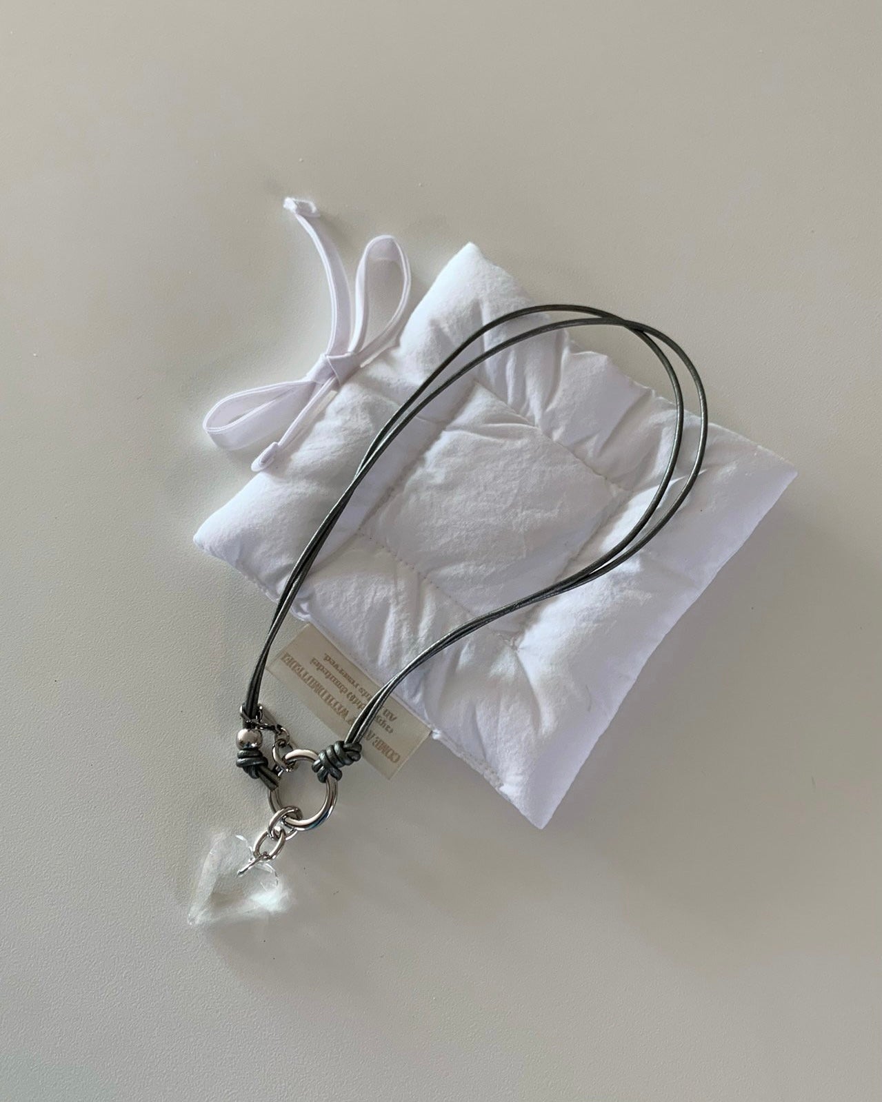 Clear Heart Tie Necklace