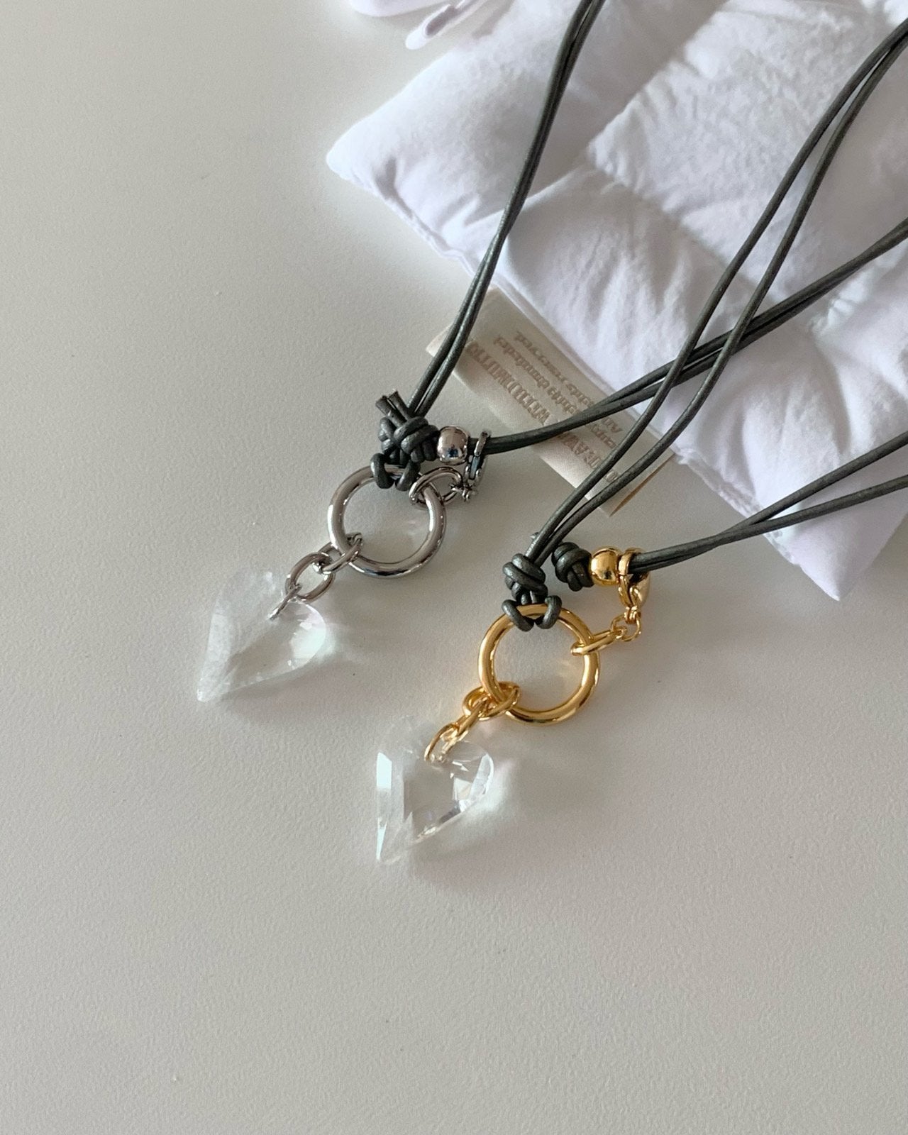 Clear Heart Tie Necklace