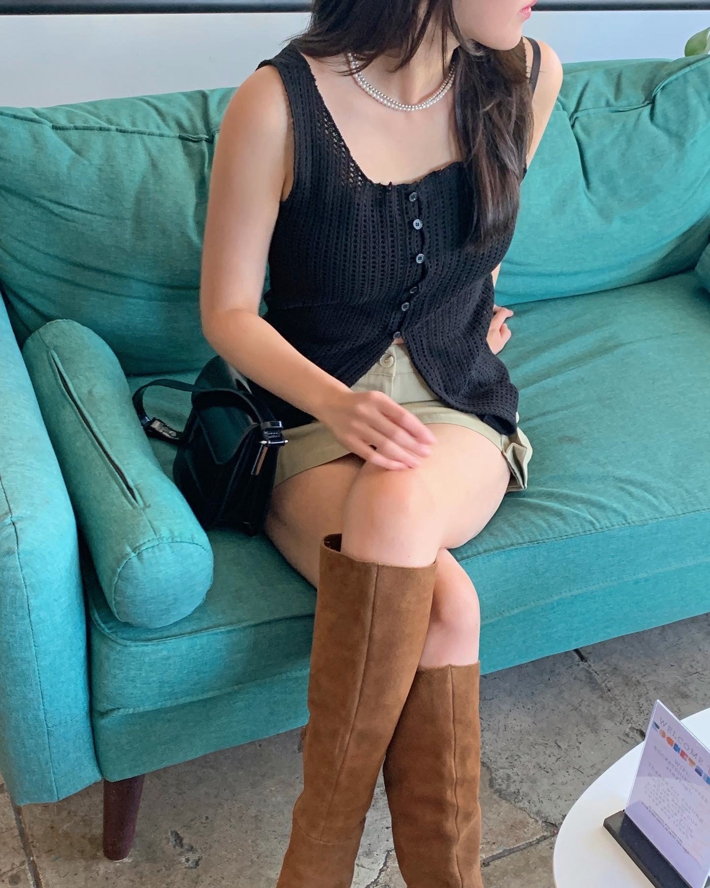 Slit Punching Knit Tank Top