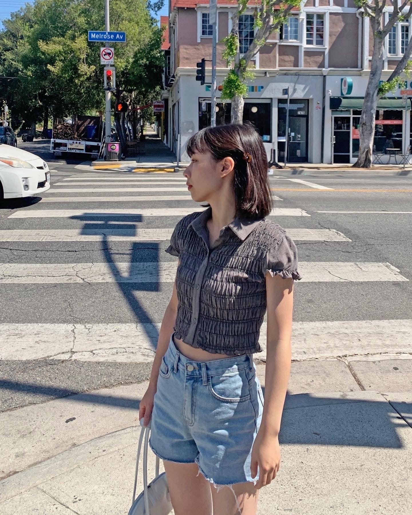 Shirring Cropped Shirt