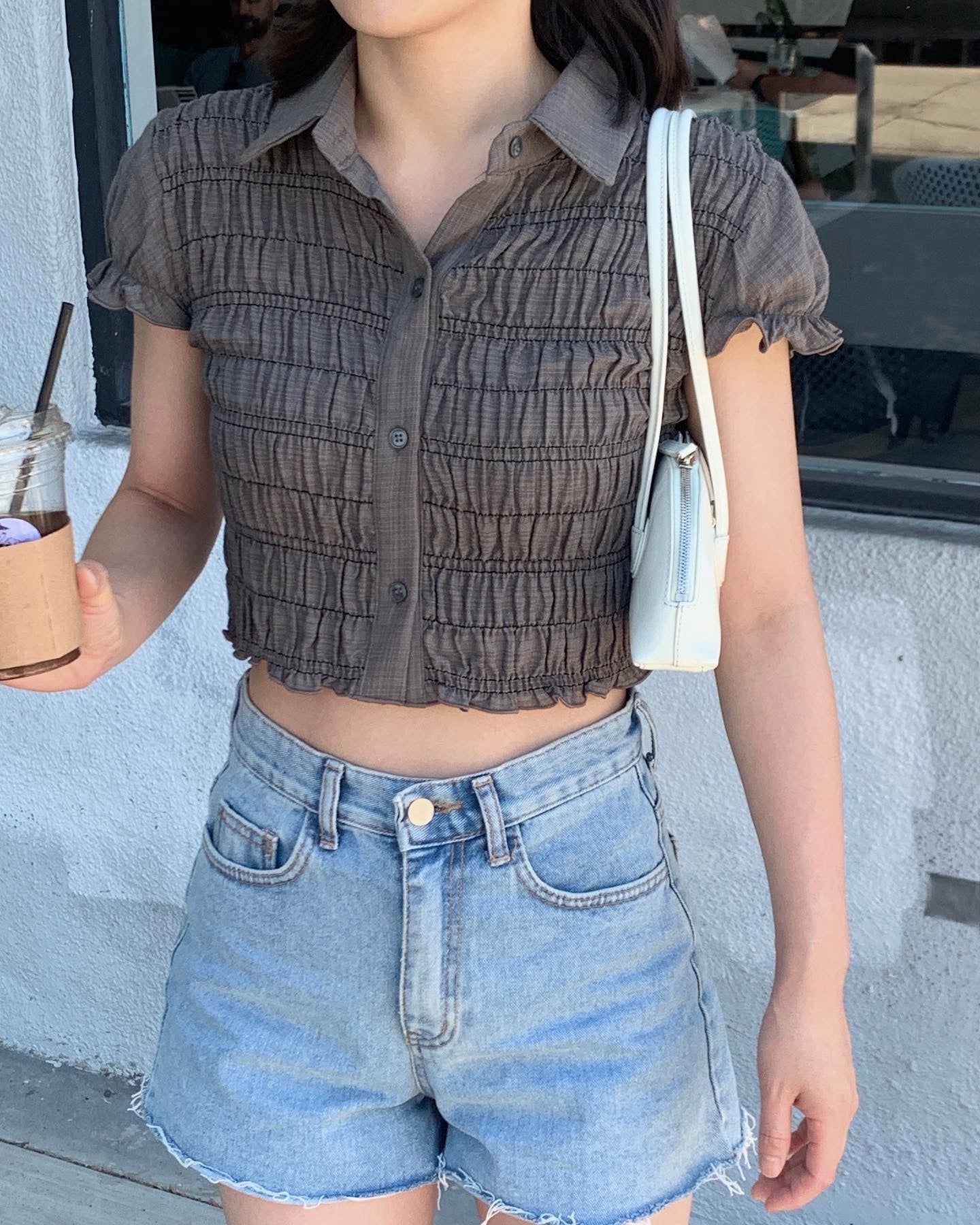 Shirring Cropped Shirt
