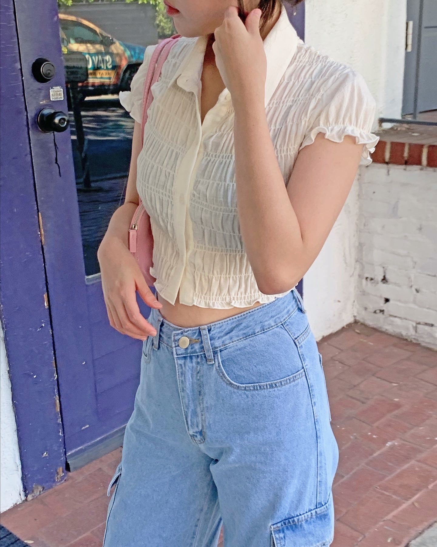 Shirring Cropped Shirt