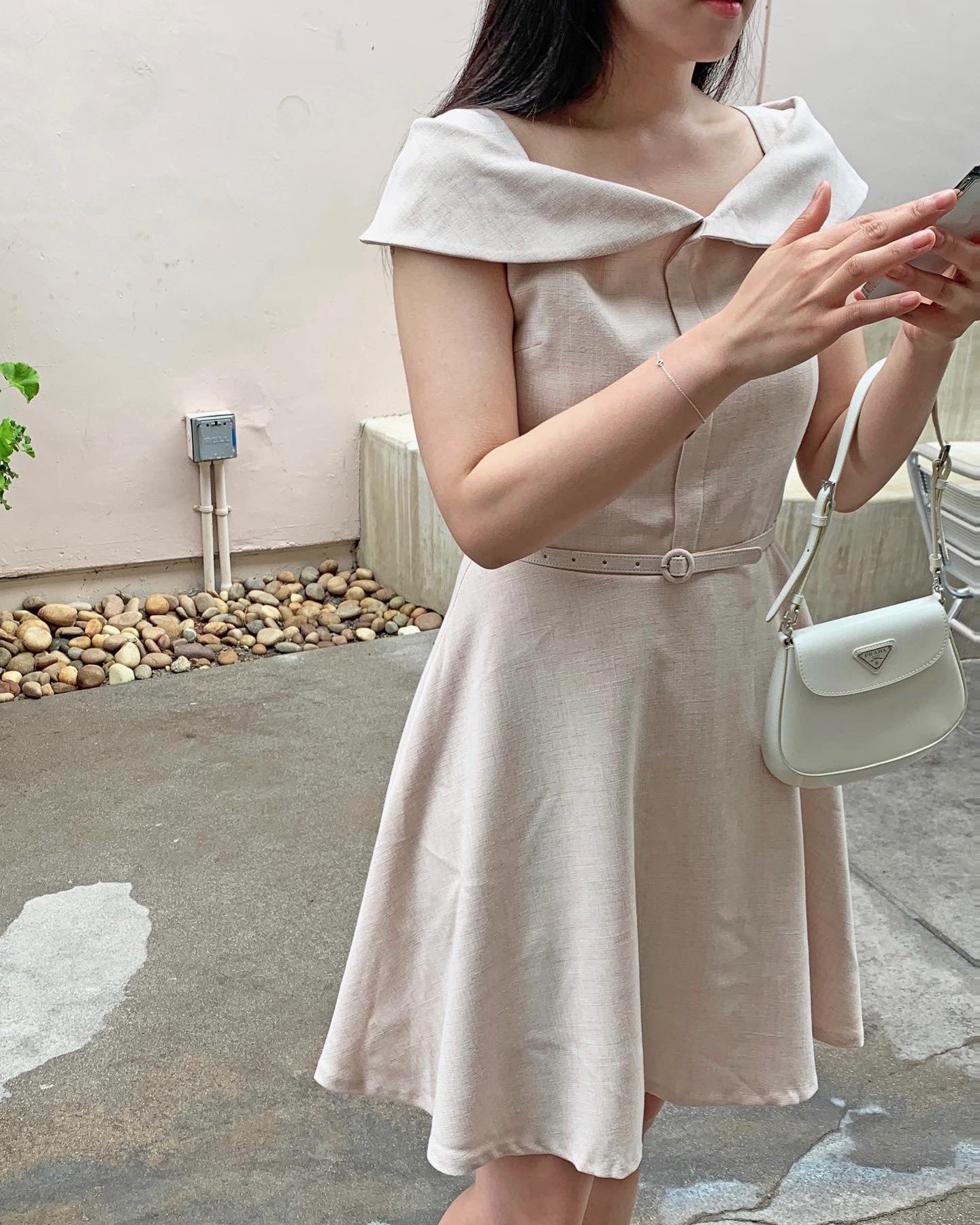 Boat Neck Belt Set Dress