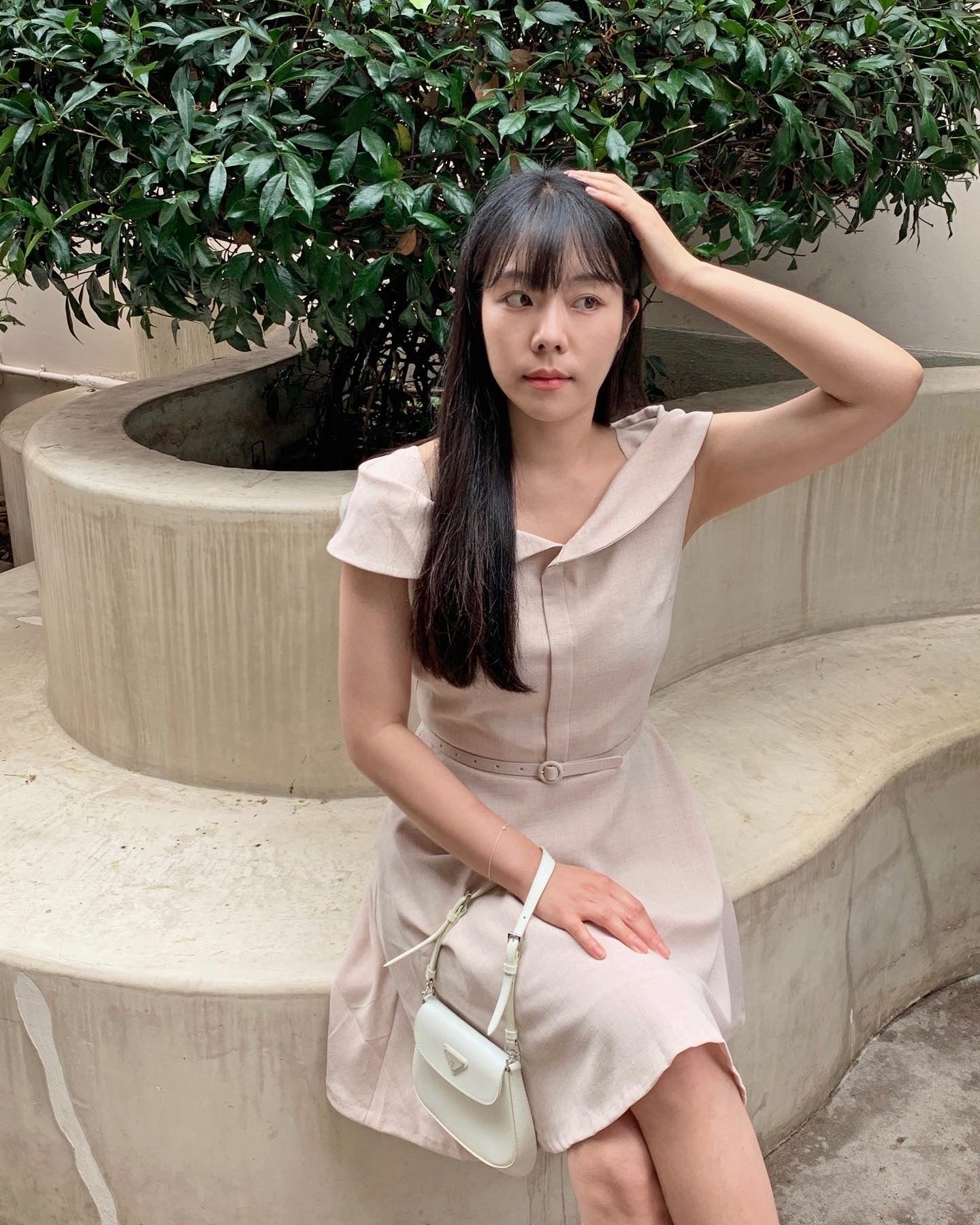 Boat Neck Belt Set Dress
