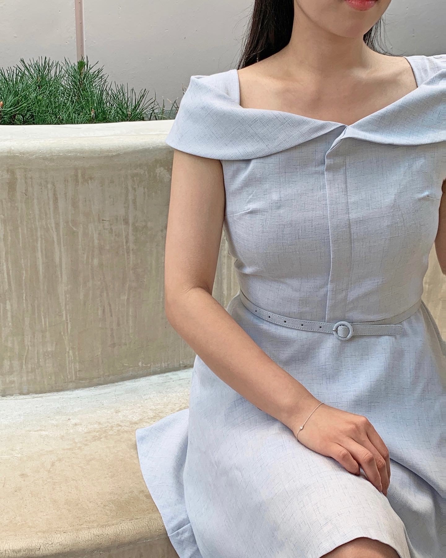 Boat Neck Belt Set Dress