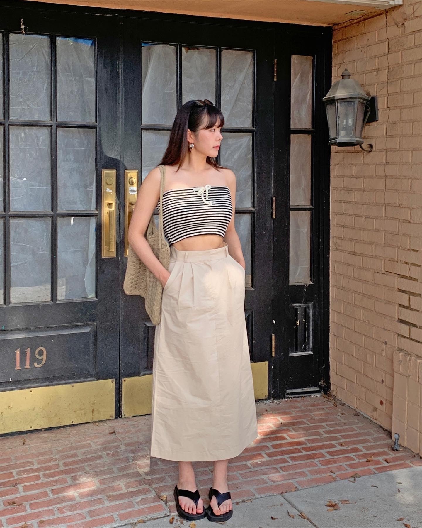 Pintuck Cotton Skirt