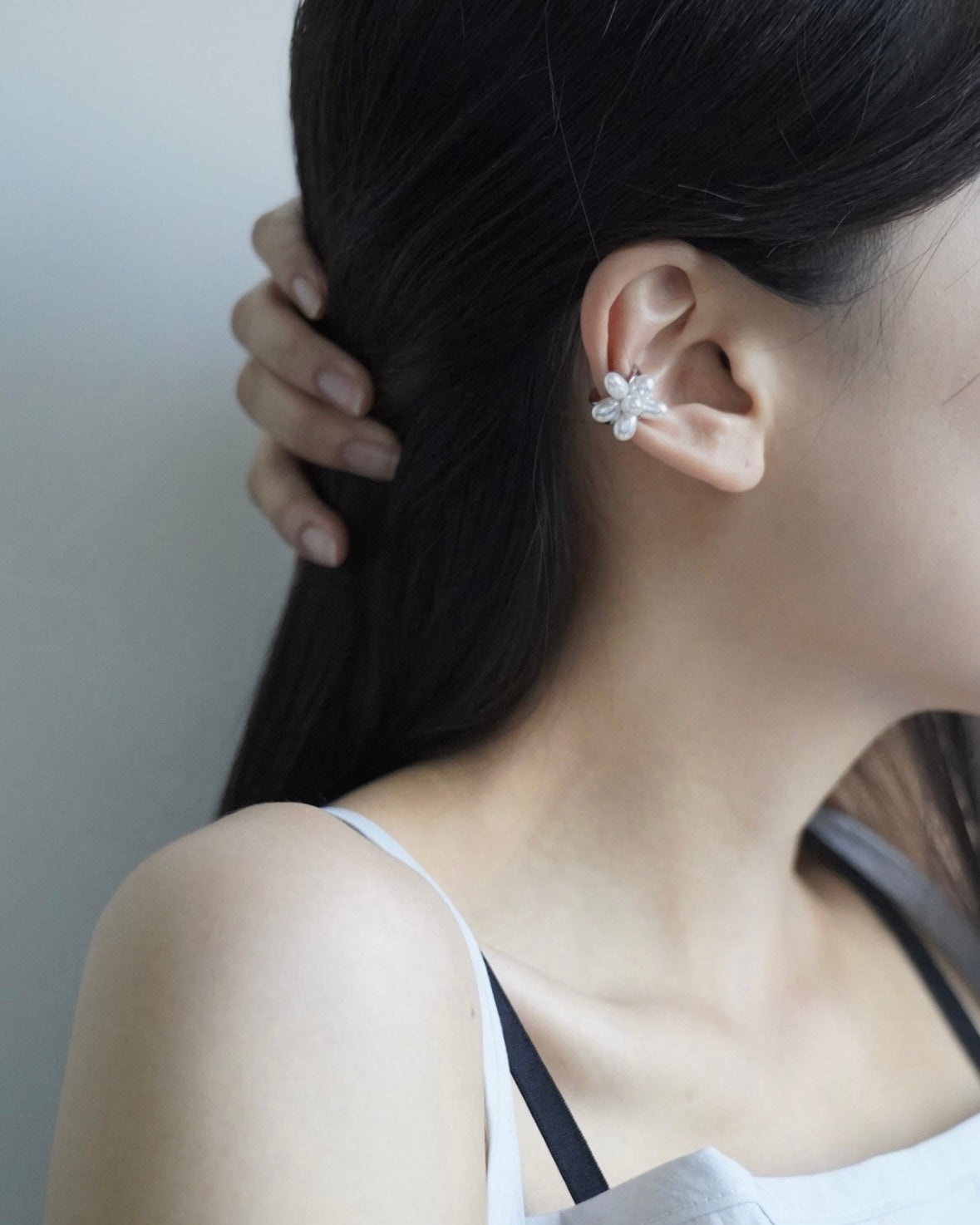 Pearl Flower Ear Cuff