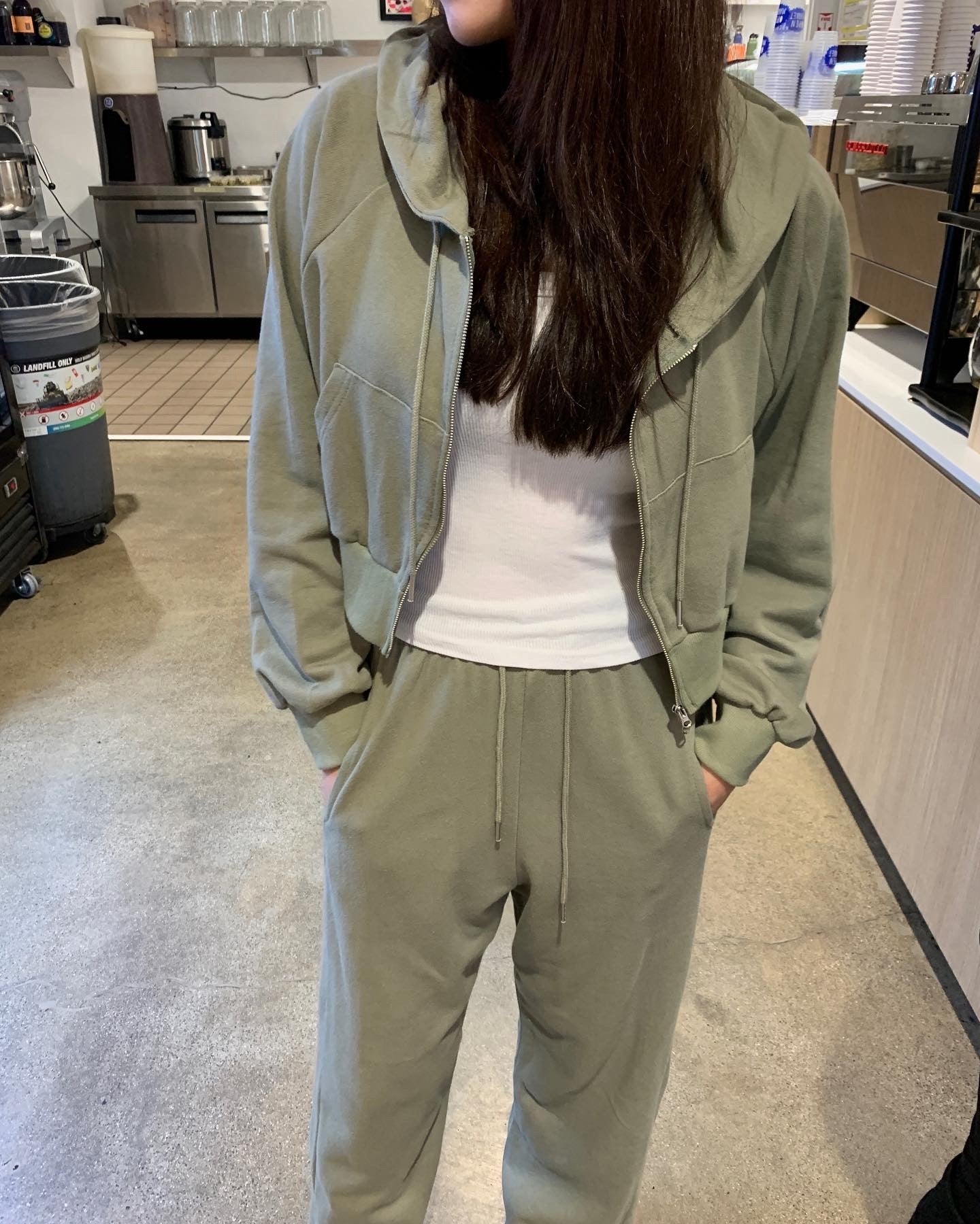 Zip Up Cropped Hoodie Set
