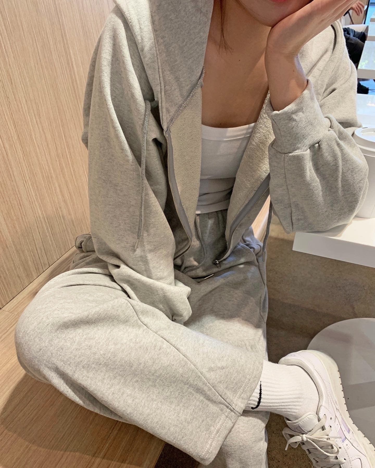 Zip Up Cropped Hoodie Set