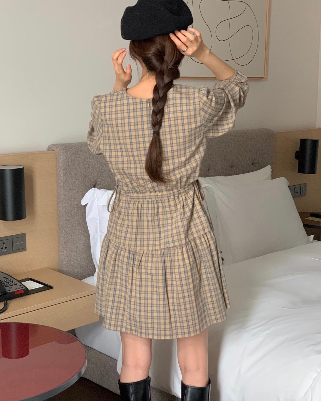 Flannel Drawstring Dress
